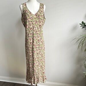 Vintage Womens Floral Print Grunge Cottagecore Sleeveless Maxi Dress‎ L 90s USA